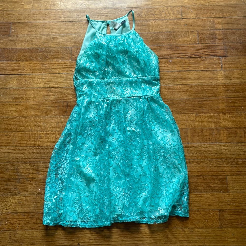 B. DARLIN aqua lace dress with small straps
